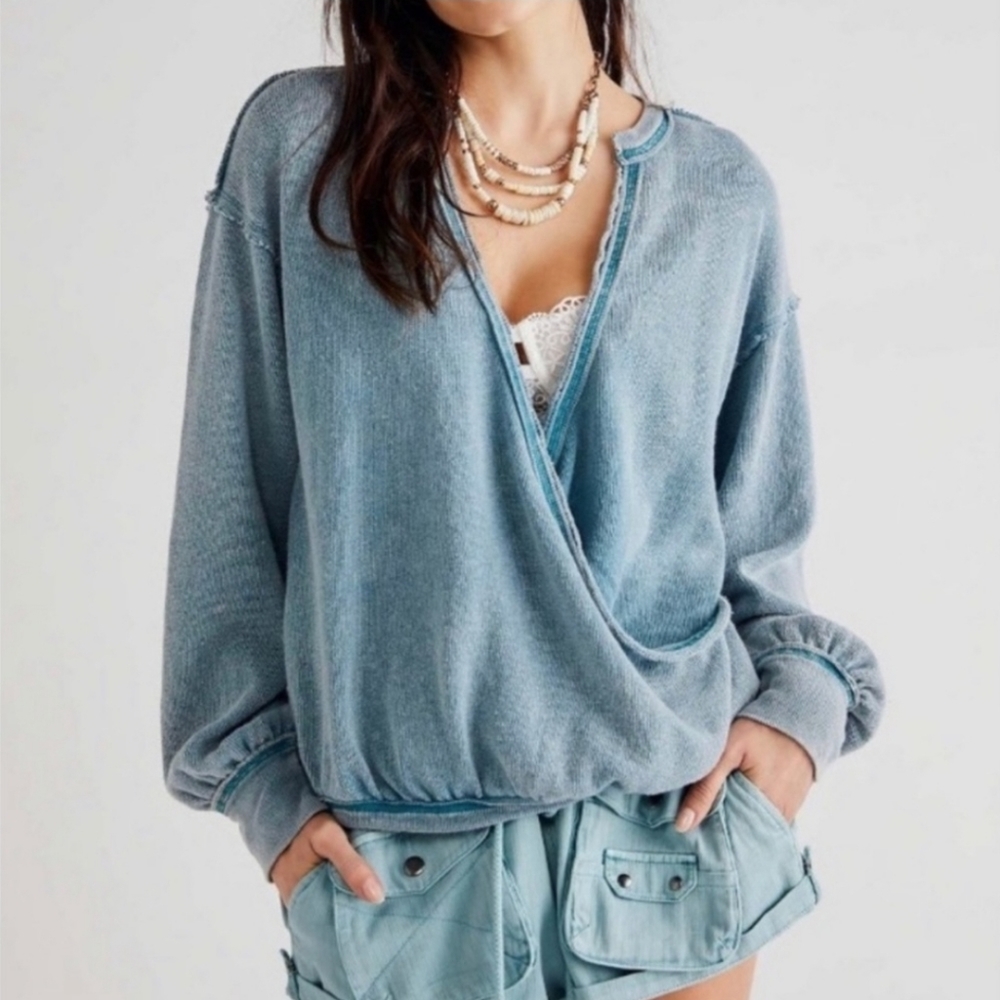 Free People We the Free Anyway Tee Turquoise size Small